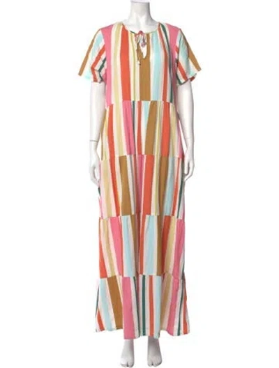 Pre-owned Ace & Jig Striped Long Dress In White