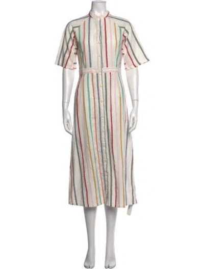 Pre-owned Ace & Jig Striped Long Dress In White