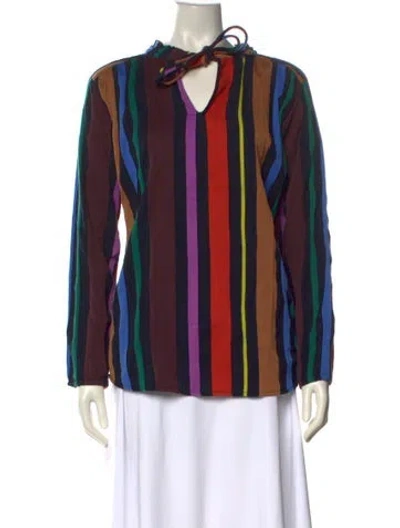 Pre-owned Ace & Jig Striped Long Sleeve Blouse In Blue