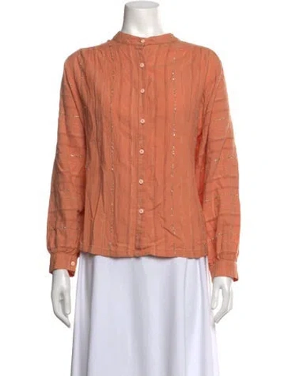 Pre-owned Ace & Jig Striped Long Sleeve Button-up Top In Metallic/orange