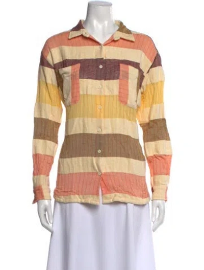 Pre-owned Ace & Jig Striped Long Sleeve Button-up Top In Yellow