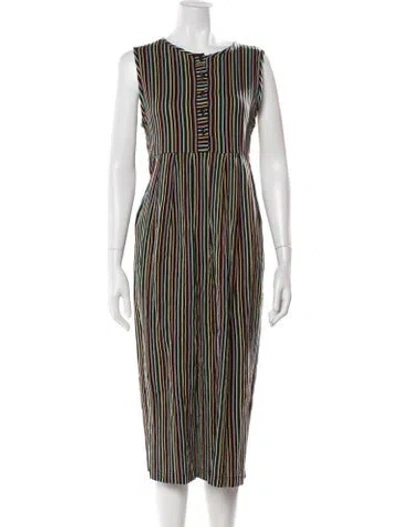 Pre-owned Ace & Jig Striped Midi Length Dress In Black