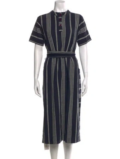 Pre-owned Ace & Jig Striped Midi Length Dress In Blue