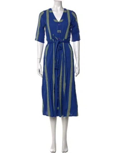 Pre-owned Ace & Jig Striped Midi Length Dress In Blue/yellow
