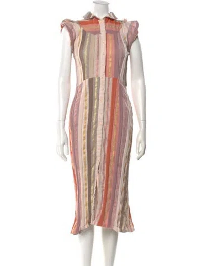 Pre-owned Ace & Jig Striped Midi Length Dress In Brown