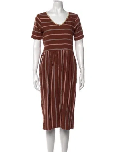 Pre-owned Ace & Jig Striped Midi Length Dress In Brown