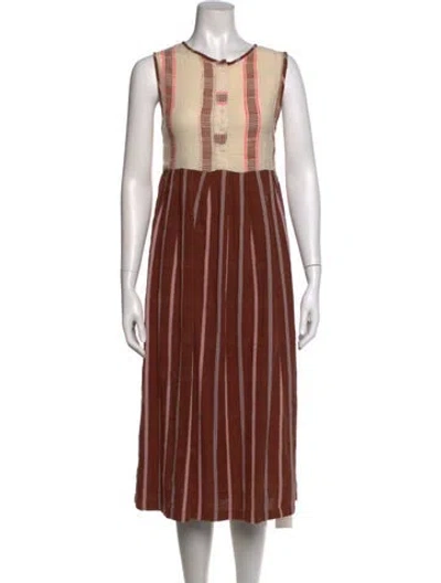 Pre-owned Ace & Jig Striped Midi Length Dress In Brown