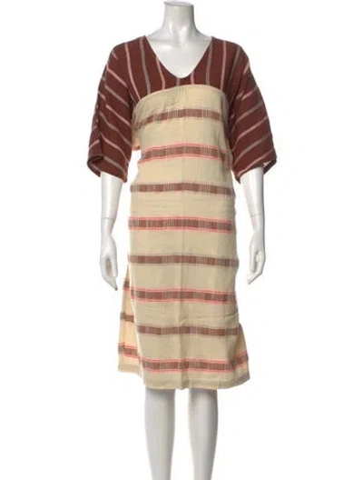 Pre-owned Ace & Jig Striped Midi Length Dress In Neutral