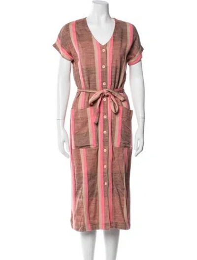 Pre-owned Ace & Jig Striped Midi Length Dress In Neutral