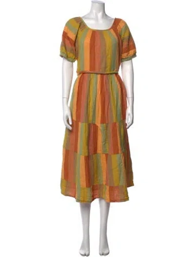Pre-owned Ace & Jig Striped Midi Length Dress In Orange