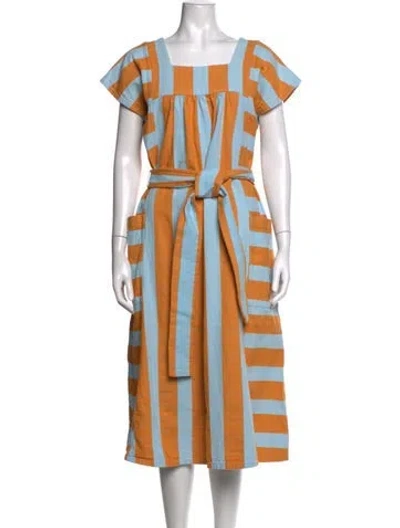 Pre-owned Ace & Jig Striped Midi Length Dress In Orange