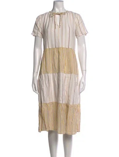 Pre-owned Ace & Jig Striped Midi Length Dress In White