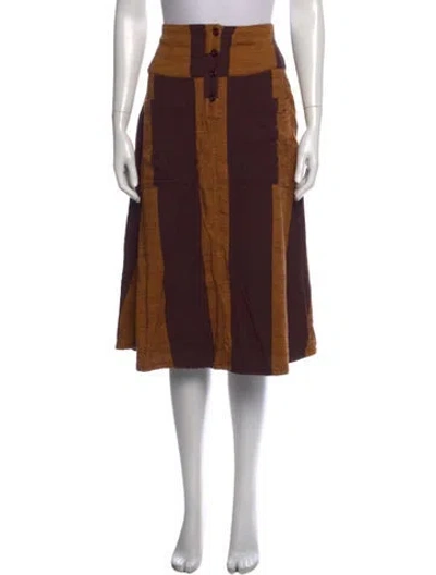 Pre-owned Ace & Jig Striped Midi Length Skirt In Brown