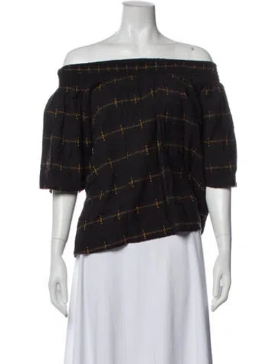 Pre-owned Ace & Jig Striped Off-the-shoulder Top In Black