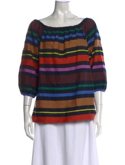 Pre-owned Ace & Jig Striped Off-the-shoulder Top In Blue