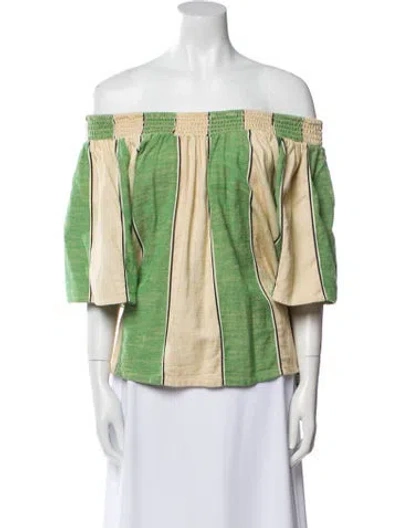 Pre-owned Ace & Jig Striped Off-the-shoulder Top In Green