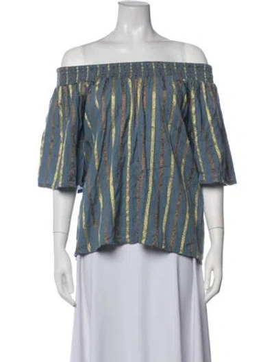 Pre-owned Ace & Jig Striped Off-the-shoulder Top W/ Tags In Blue