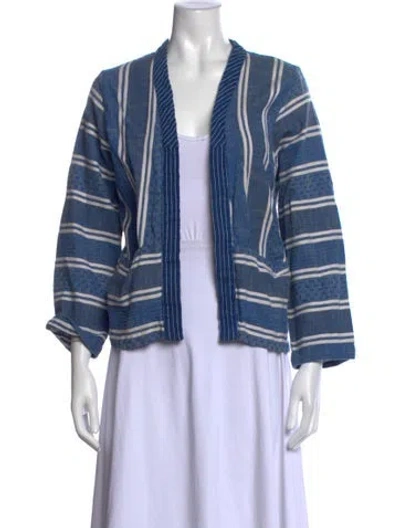 Pre-owned Ace & Jig Striped Open Front Sweater In Blue