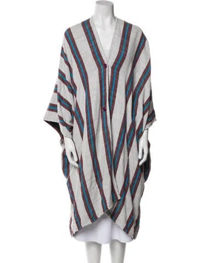 Pre-owned Ace & Jig Striped Poncho In White