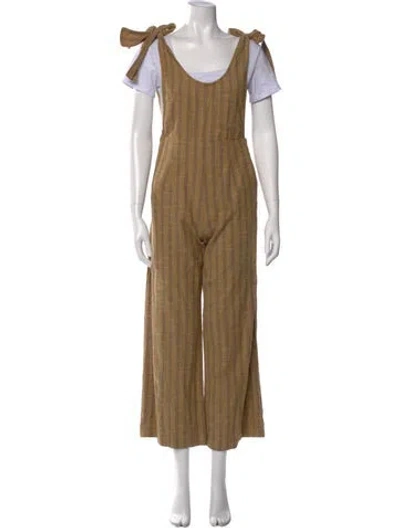 Pre-owned Ace & Jig Striped Scoop Neck Jumpsuit In Neutral