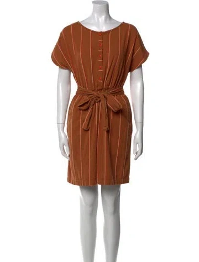 Pre-owned Ace & Jig Striped Scoop Neck Romper In Brown