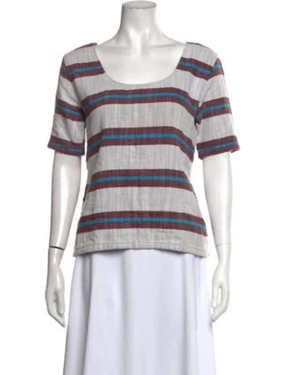 Pre-owned Ace & Jig Striped Scoop Neck Top In Blue
