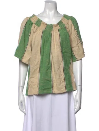 Pre-owned Ace & Jig Striped Scoop Neck Top In Clear/green
