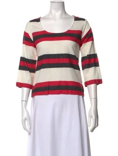 Pre-owned Ace & Jig Striped Scoop Neck Top In Red