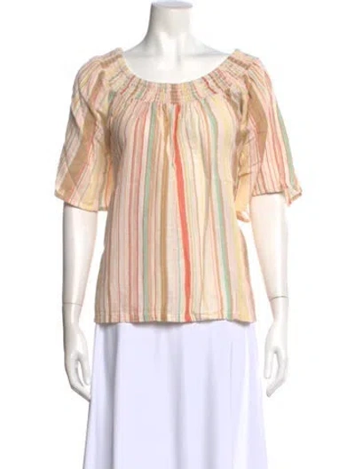 Pre-owned Ace & Jig Striped Scoop Neck Top In White