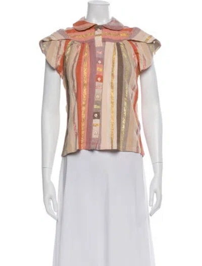 Pre-owned Ace & Jig Striped Short Sleeve Blouse