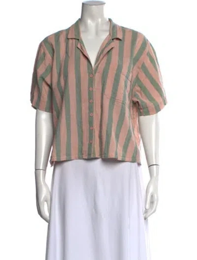Pre-owned Ace & Jig Striped Short Sleeve Button-up Top In Neutrals