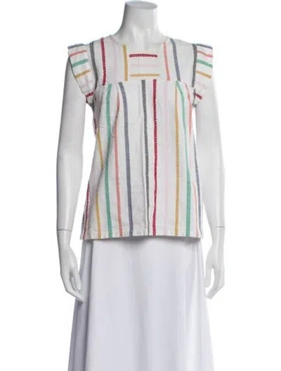 Pre-owned Ace & Jig Striped Square Neckline Blouse In White