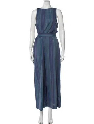 Pre-owned Ace & Jig Striped Square Neckline Jumpsuit In Blue