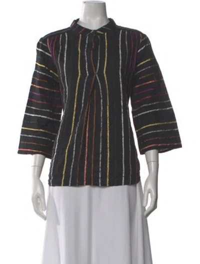Pre-owned Ace & Jig Striped Three-quarter Sleeve Top In Gray