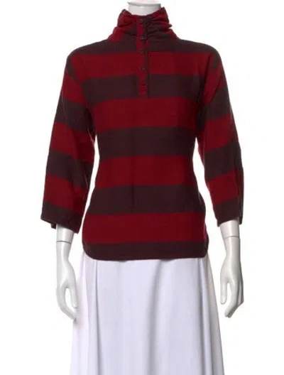 Pre-owned Ace & Jig Striped Three-quarter Sleeve Top In Red