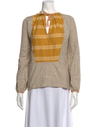 Pre-owned Ace & Jig Striped Tie Neck Top In Neutrals
