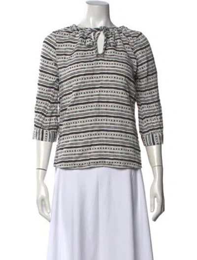 Pre-owned Ace & Jig Striped Tie Neck Top In White