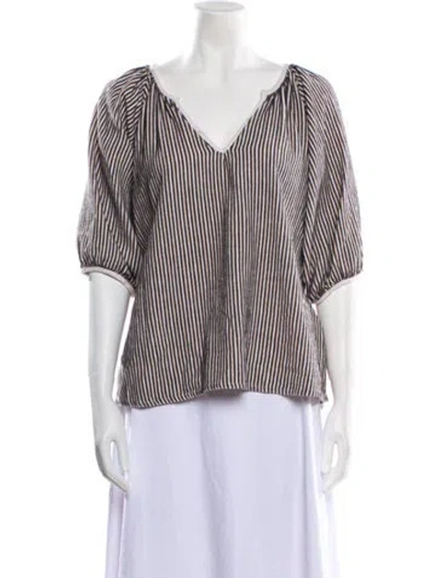 Pre-owned Ace & Jig Striped V-neck Blouse In Multi
