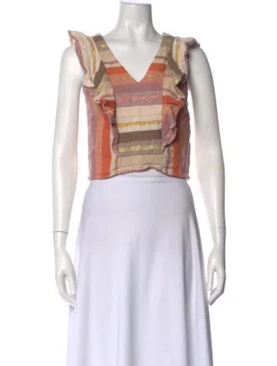 Pre-owned Ace & Jig Striped V-neck Crop Top In Multi