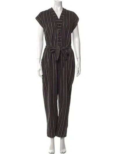 Pre-owned Ace & Jig Striped V-neck Jumpsuit In Black
