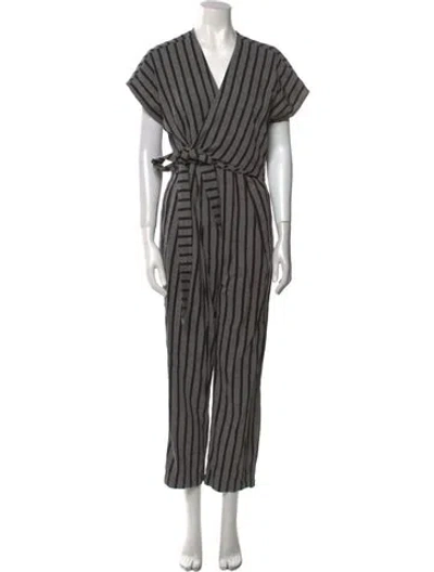 Pre-owned Ace & Jig Striped V-neck Jumpsuit In Gray