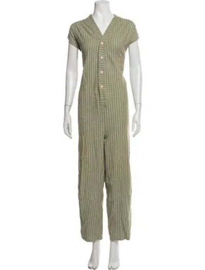 Pre-owned Ace & Jig Striped V-neck Jumpsuit In Green