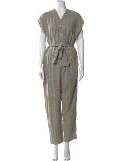 Pre-owned Ace & Jig Striped V-neck Jumpsuit In Multi