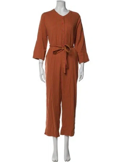 Pre-owned Ace & Jig Striped V-neck Jumpsuit In Orange