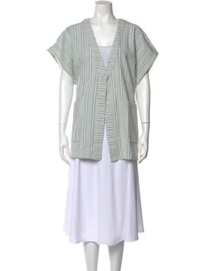 Pre-owned Ace & Jig Striped V-neck Sweater In Green