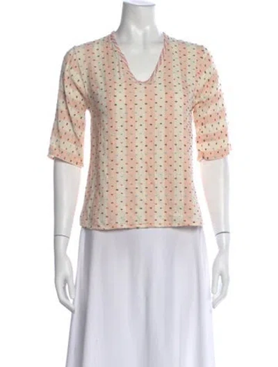 Pre-owned Ace & Jig Striped V-neck Top In Neutral