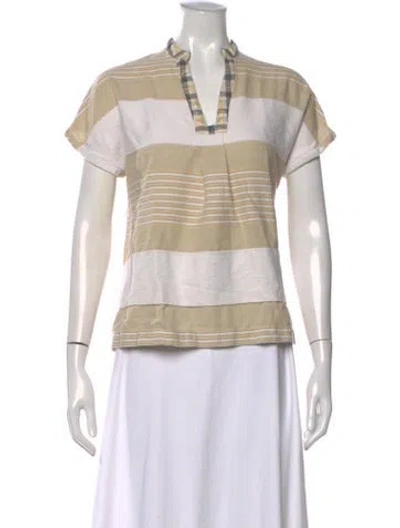 Pre-owned Ace & Jig Striped V-neck Top In Neutral