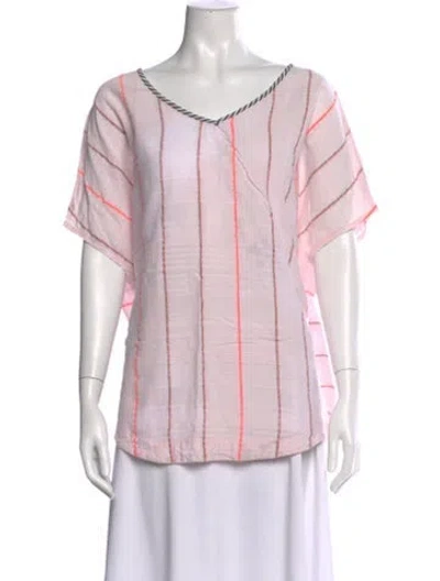 Pre-owned Ace & Jig Striped V-neck Top In Pink