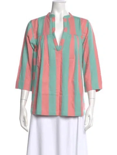 Pre-owned Ace & Jig Striped V-neck Top In Pink