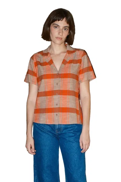 Ace & Jig Tasi Notched Collar Button-up Shirt In Brown